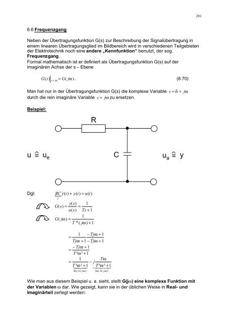 6.6 Frequenzgang Neben der Übertragungsfunktion G(s) zur ... - IFAT