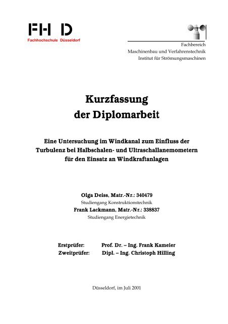 Zusammenfas. [PDF, 1,5 MB] - Fachhochschule Düsseldorf