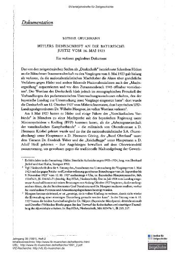 Hitlers Denkschrift an die Bayerische Justiz vom 16. Mai 1923. Ein ...