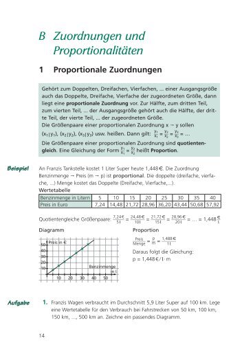 B Zuordnungen und Proportionalitäten 1 Proportionale ... - Buch.de