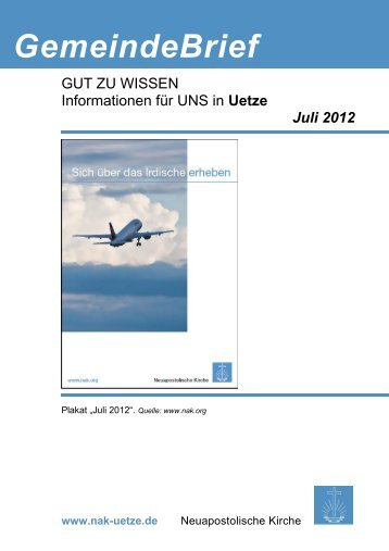 GemeindeBrief - Neuapostolische Kirche Gemeinde Uetze