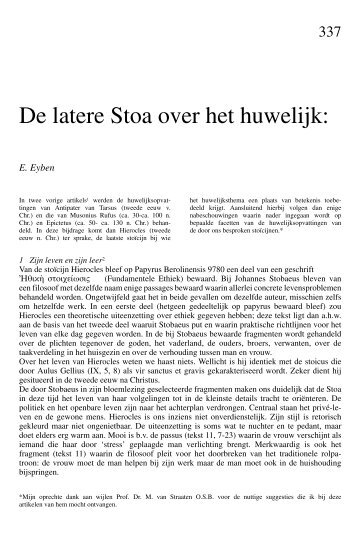De latere Stoa over het huwelijk: - Tresoar