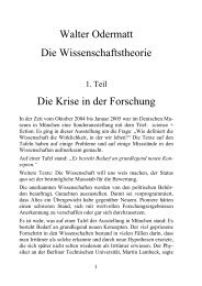 Walter Odermatt Die Wissenschaftstheorie Die Krise in der Forschung