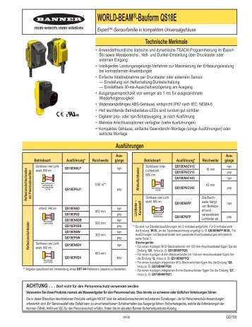 WORLD-BEAM®-Bauform QS18E - Banner Engineering