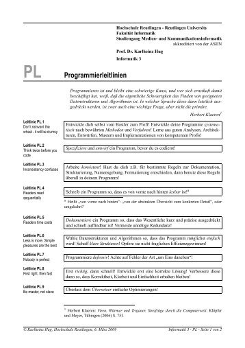 PL Programmierleitlinien - Karlheinz Hug