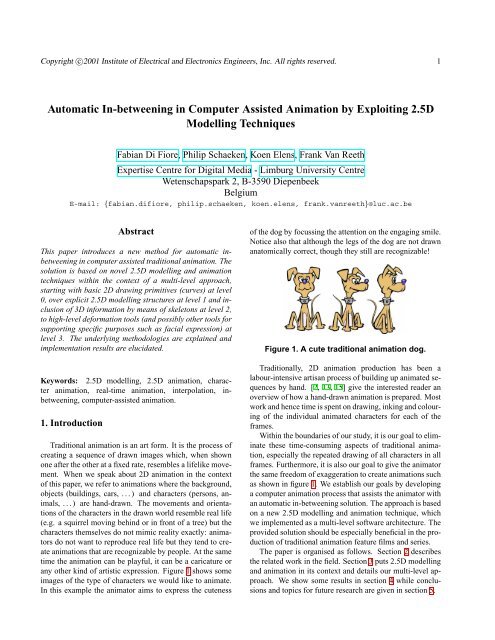 Automatic In-betweening in Computer Assisted Animation ... - CiteSeer