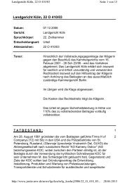 Landgericht Köln, 22 O 410/03 - ita