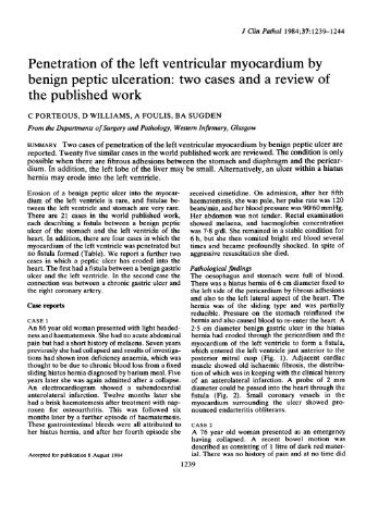 Penetration of the left ventricular myocardium by benign peptic ...