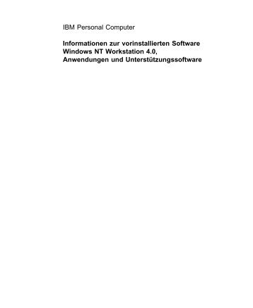 IBM Personal Computer Informationen zur vorinstallierten Software ...