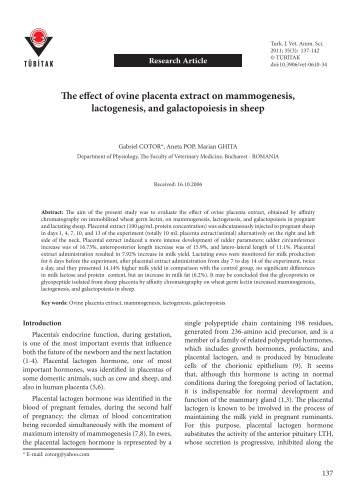 The effect of ovine placenta extract on mammogenesis, lactogenesis ...
