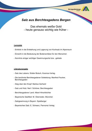 Salz aus Berchtesgadens Bergen - Deutsches Jugendherbergswerk