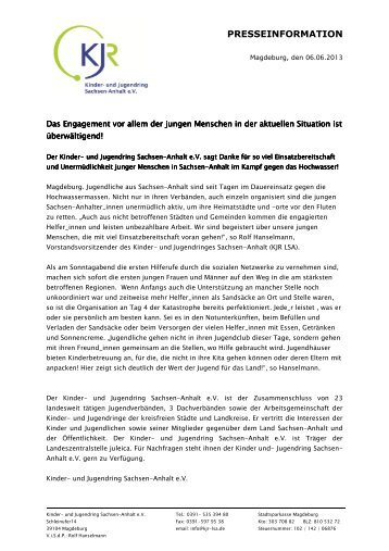 Zur Pressemitteilung des KJR LSA - Kinder- und Jugendring ...