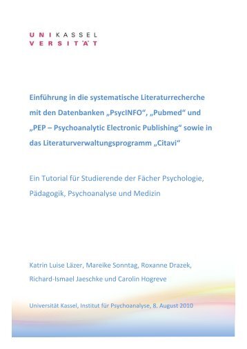 Einführung in die systematische Literaturrecherche - KOBRA ...