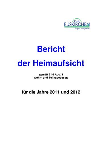 Tätigkeitsbericht der Heimaufsicht für die Jahre ... - Kreis Euskirchen