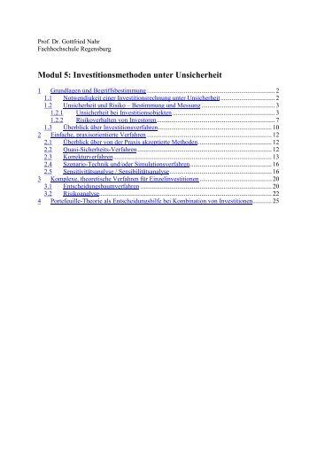 Investitionsentscheidungen unter Unsicherheit