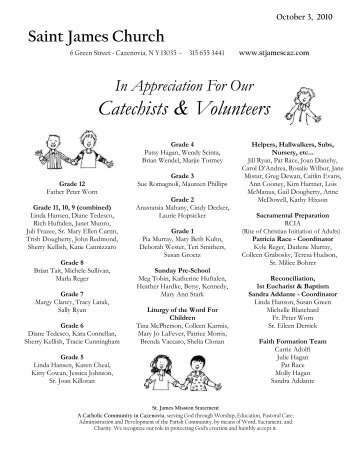 Catechists & Volunteers - St. James, Cazenovia