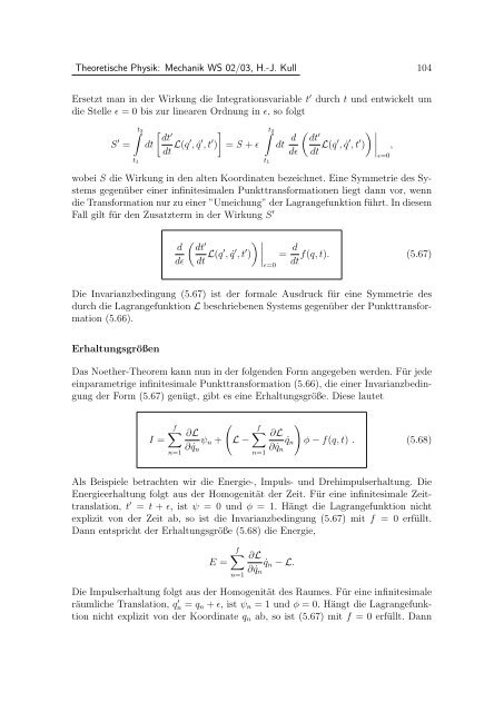 Theoretische Physik: Mechanik - Skriptum zur Vorlesung - Laserphysik