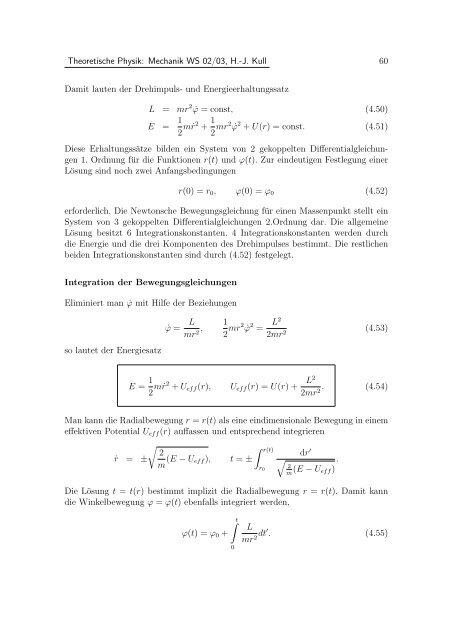 Theoretische Physik: Mechanik - Skriptum zur Vorlesung - Laserphysik