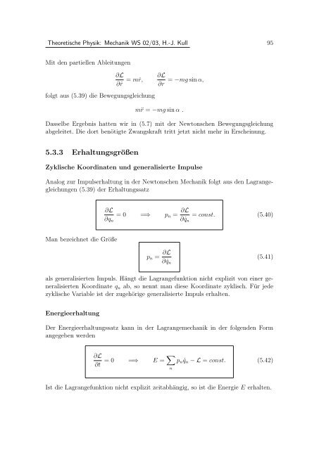 Theoretische Physik: Mechanik - Skriptum zur Vorlesung - Laserphysik