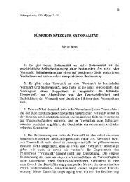 FÜNFZEHN SÄTZE ZUR RATIONALITÄT