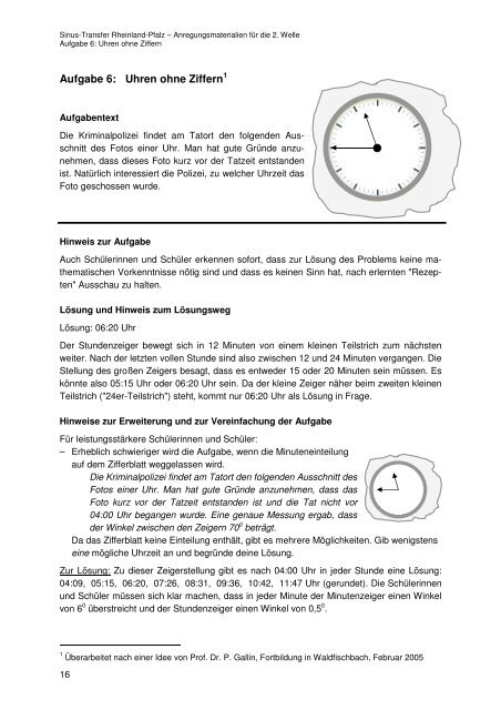 Uhren ohne Ziffern - Mathematik Bildungsserver Rheinland-Pfalz
