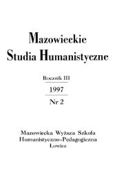 Mazowieckie Studia Humanistyczne Rocznik III 1997 Nr 2