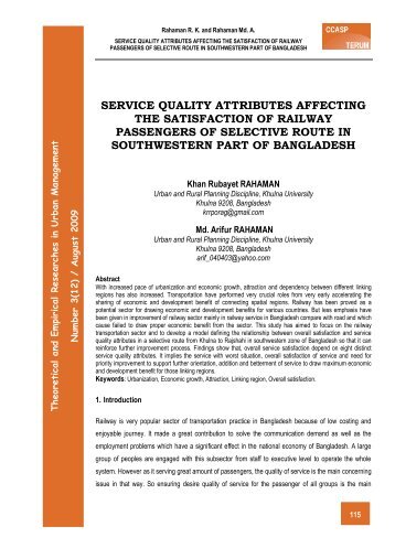 SERVICE QUALITY ATTRIBUTES AFFECTING THE SATISFACTION ...