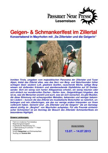 Geigen- & Schmankerlfest im Zillertal - Passauer Neue Presse