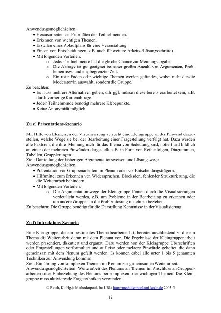 Moderation/Metaplan - Methodenpool