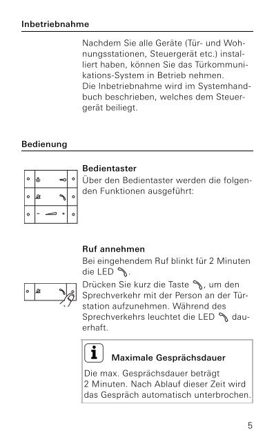 Montage- und Bedienungsanleitung Wohnungsstation Freisprechen ...