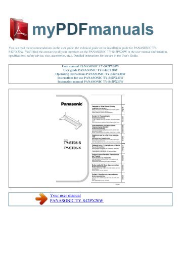 User manual PANASONIC TY-S42PX20W - MY PDF MANUALS