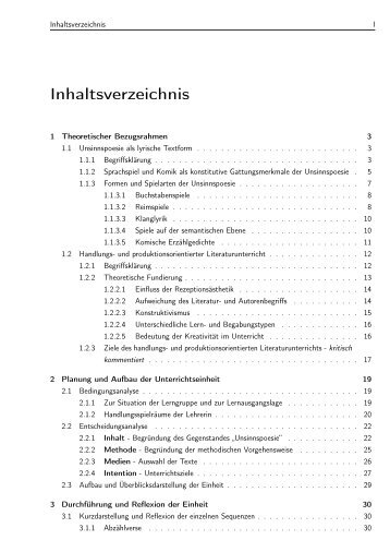 Inhaltsverzeichnis