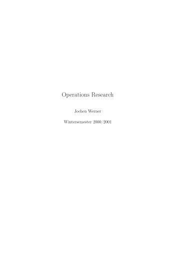 Operations Research - Institut für Numerische und Angewandte ...