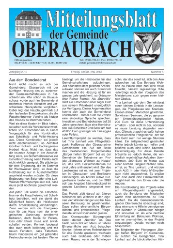 Aus dem Gemeinderat - Oberaurach