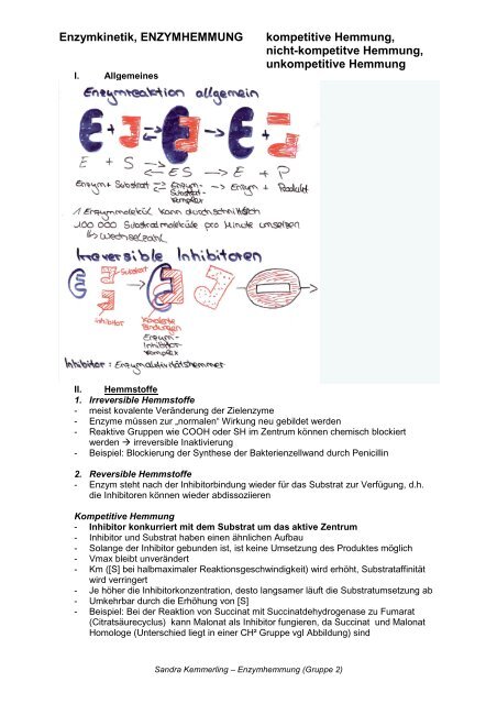 Enzymkinetik, ENZYMHEMMUNG kompetitive Hemmung, nicht ...