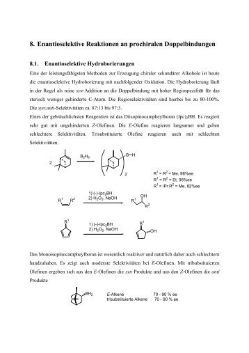 8. Enantioselektive Reaktionen an prochiralen Doppelbindungen