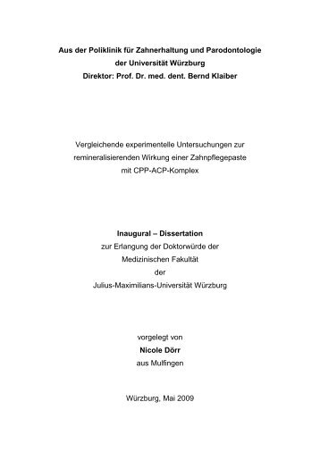 Prof. Dr. med. dent. Bernd Klaibe - OPUS - Universität Würzburg