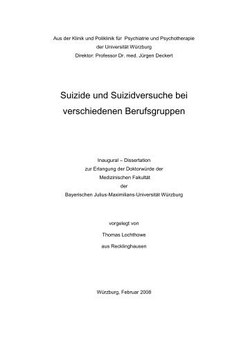 Suizide und Suizidversuche bei verschiedenen Berufsgruppen