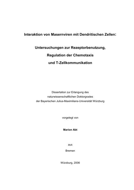 Interaktion von Masernviren mit Dendritischen Zellen - OPUS ...