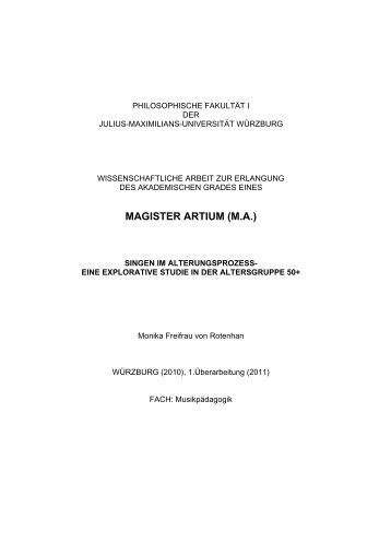 MAGISTER ARTIUM (M.A.) - OPUS - Universität Würzburg