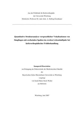 Quantitative Strukturanalyse vorsprachlicher Vokalisationen - OPUS ...