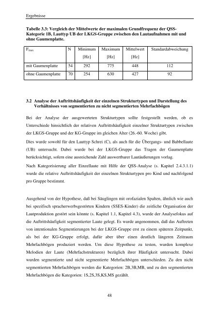 Quantitative Strukturanalyse vorsprachlicher Vokalisationen - OPUS ...