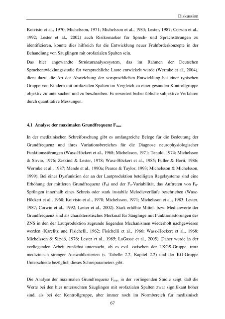 Quantitative Strukturanalyse vorsprachlicher Vokalisationen - OPUS ...