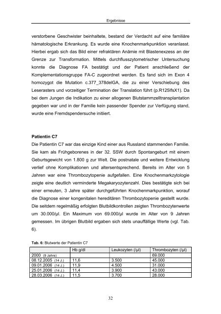 Genotyp-Phänotyp Korrelation bei Fanconi Anämie - OPUS ...