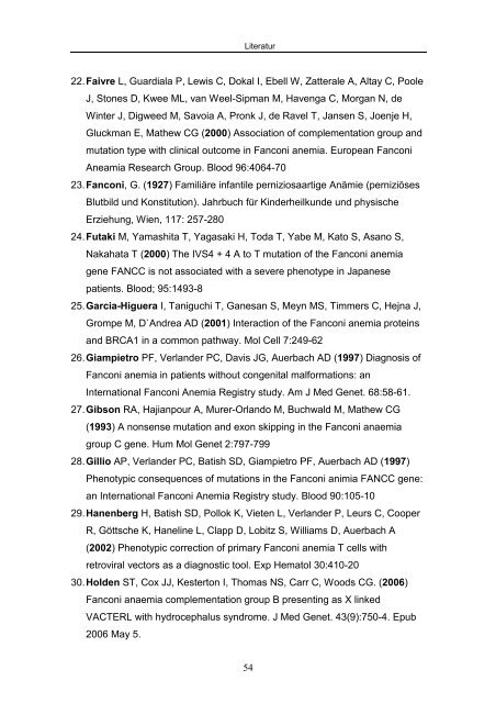 Genotyp-Phänotyp Korrelation bei Fanconi Anämie - OPUS ...