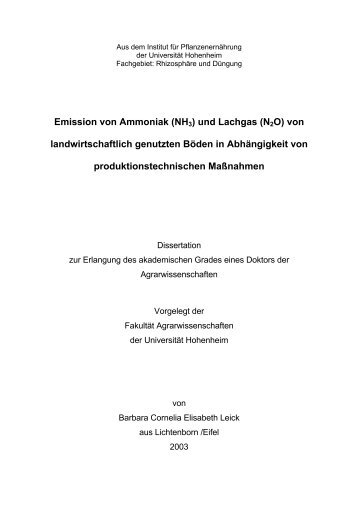 Emission von Ammoniak (NH3) und Lachgas (N2O) - Universität ...