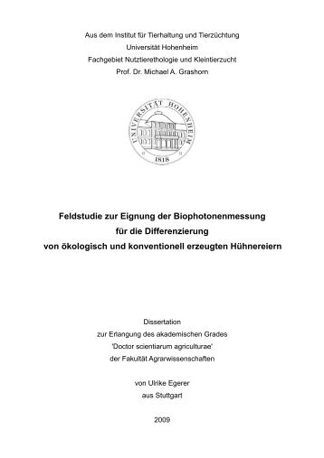 Feldstudie zur Eignung der Biophotonenmessung - OPUS ...