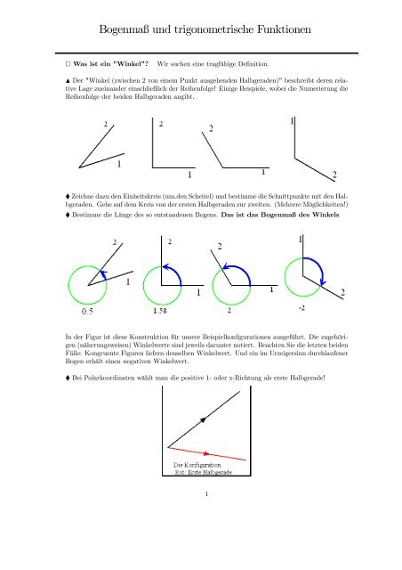 Bogenmaß und trigonometrische Funktionen