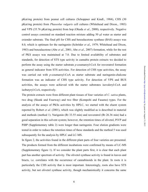 1 Running title: PKSs and, cannabinoid and flavonoid accumulation ...