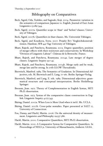 Bibliography on Comparatives